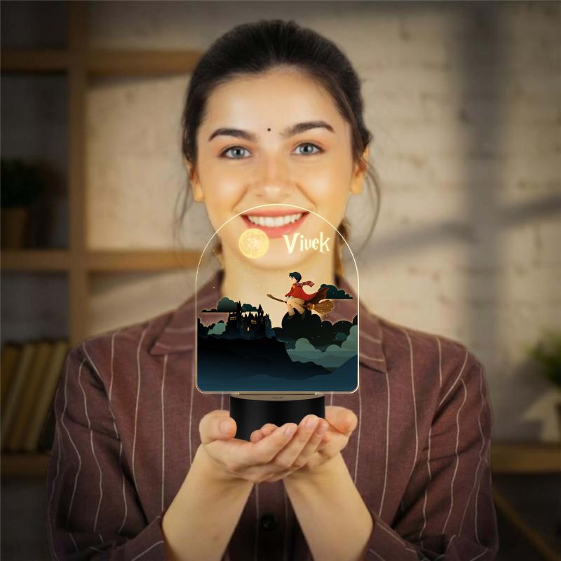 Personalized Harry Porter Theme LED Night Lamp with Warm White Light Customized with Name Birthday Return Gift Kids Room Decor Light & Gift